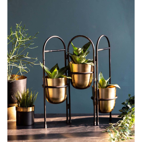 Golden Trio Metal Planter