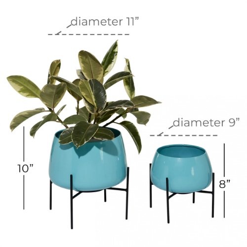 Blue Metal Indoor Planters